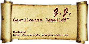 Gavrilovits Jagelló névjegykártya